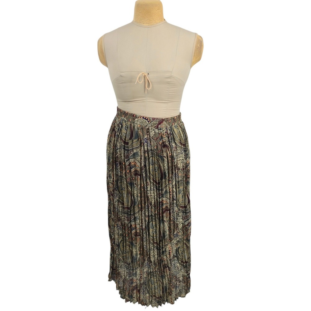 Diane K Maxi Skirt Womens Medium Pleated Paisley Boho Elastic Waist Vintage USA